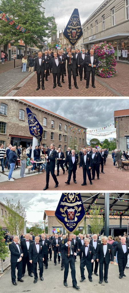 VK2025 opening pannenfabrie (3 foto's) Vriendenkoor feliciteert de Pannenfabriek tijdens de Parade